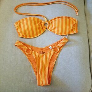 Aerie Bikini, XXS, Orange Stripe
